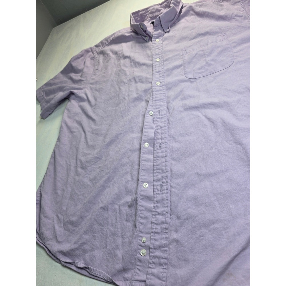 Saddlebred Mens XXL Purple Cotton Short Sleeve Oxford Button Down Shirt Classic